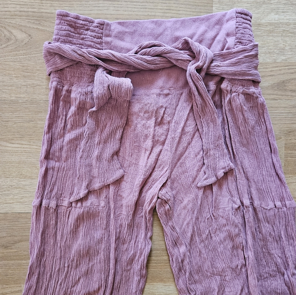 Rewash Tiered Wide Leg Dusty Pink Pants XL Hippie Bohemian Festival - Picture 9 of 11